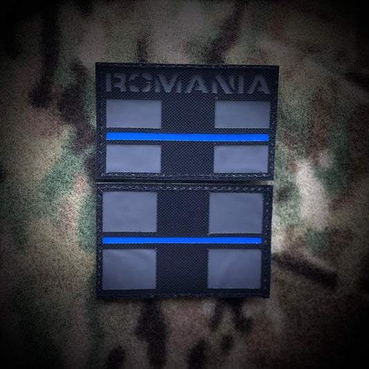 THIN BLUE LINE - ROMANIA FLAG PATCH - 9x6